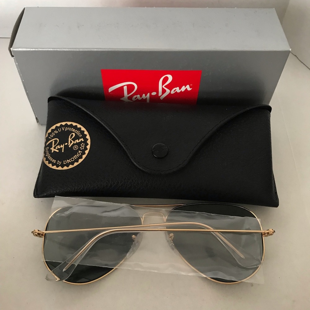 NEW RAYBAN AVIATOR LARGE METAL‎ SUNGLASSES Green Classic G-15  +  Frame:  Gold - Picture 6 of 11